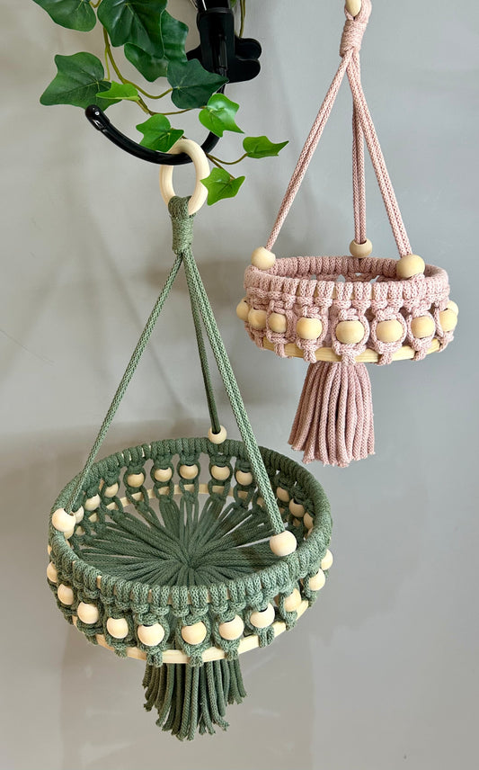 Macrame Beaded Hanging Baskets